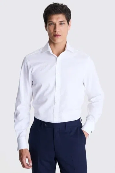 MOSS MOSS TAILORED FIT DOUBLE CUFF WHITE DOBBY SHIRT