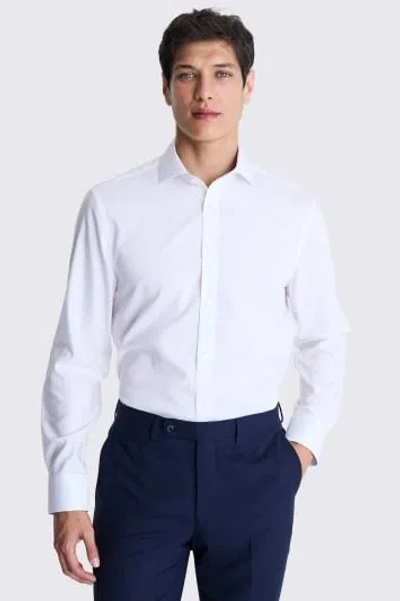 MOSS MOSS TAILORED FIT WHITE PINPOINT OXFORD CONTRAST NON IRON SHIRT
