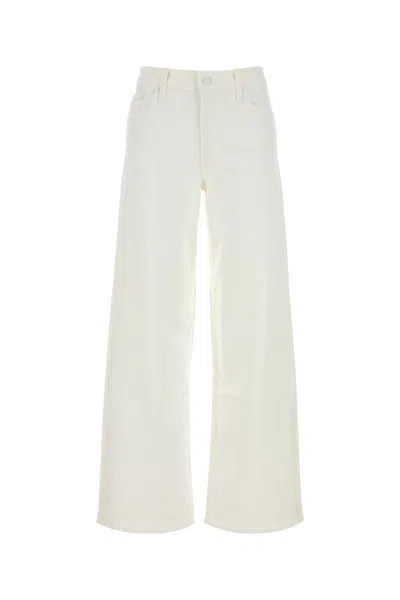 MOTHER JEANS DALLA GAMBA AMPIA THE SPINNER IN DENIM STRETCH BIANCO  DONNA