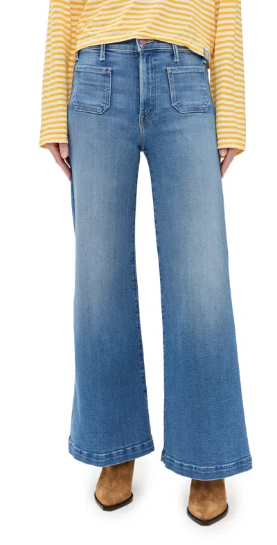 MOTHER PETITE LIL ROLLER PATCH POCKET SNEAK JEANS PIECE BY PIECE