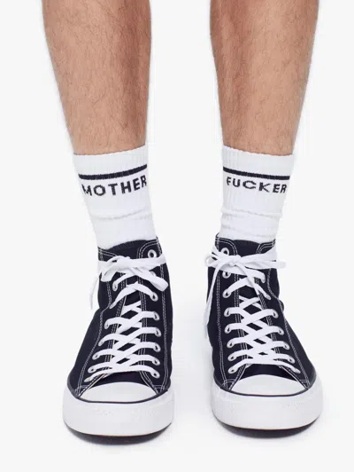 MOTHER ONE SMALL STEP FOR MANKIND MF MENS SOCKS IN WHITE
