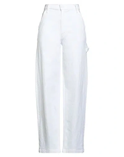 MOTHER MOTHER SUPERIOR WOMAN JEANS WHITE SIZE 30 COTTON, ELASTANE