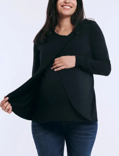 MOTHERHOOD MATERNITY MOTHERHOOD MATERNITY CREWNECK LONG SLEEVE DRAPED NURSING TEE