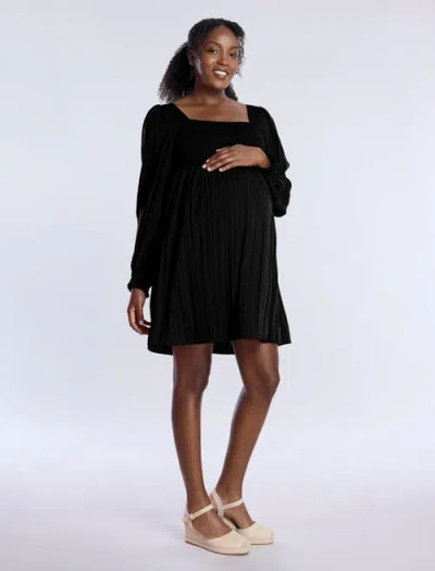 MOTHERHOOD MATERNITY MOTHERHOOD MATERNITY SMOCKED BABYDOLL LONG SLEEVE MINI DRESS