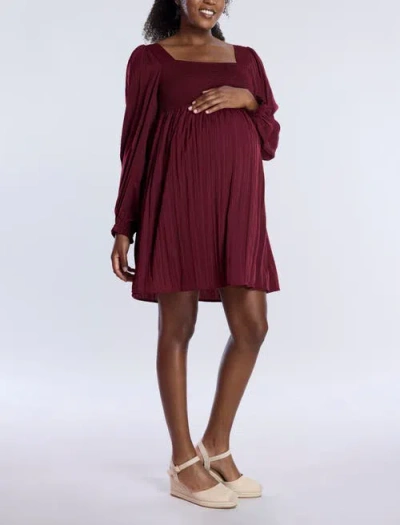 MOTHERHOOD MATERNITY MOTHERHOOD MATERNITY SMOCKED BABYDOLL LONG SLEEVE MINI DRESS