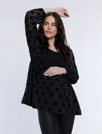MOTHERHOOD MATERNITY MOTHERHOOD MATERNITY SMOCKED SQUARE NECK LONG SLEEVE BABYDOLL MATERNITY TOP