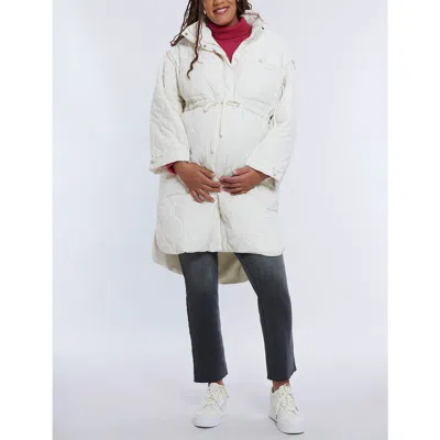 MOTHERHOOD MATERNITY MOTHERHOOD MATERNITY WOVEN FULL-ZIP LONG SLEEVE QUILTED PUFFER JACKET