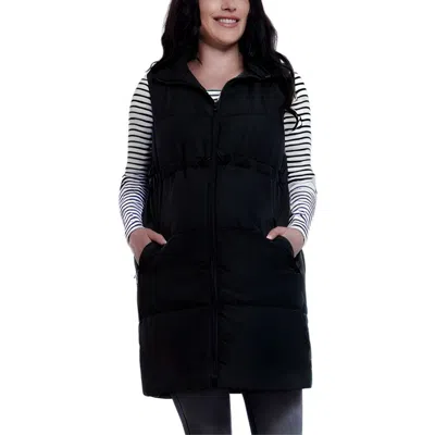 MOTHERHOOD MATERNITY MOTHERHOOD MATERNITY WOVEN FULL-ZIP SLEEVELESS QUILTED PUFFER VEST