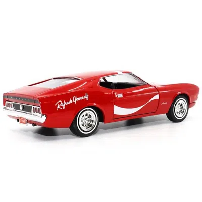 MOTORCITY CLASSICS 1971 FORD MUSTANG SPORTSROOF RED WITH WHITE STRIPES REFRESH YOURSELF - COCA-COLA 1-24 DIECAST MODEL 