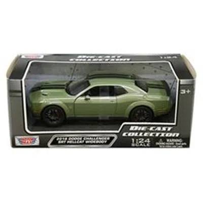 MOTORMAX 1-24 SCALE 2018 DODGE CHALLENGER SRT HELLCAT WIDEBODY GREEN METALLIC & BLACK STRIPES DIECAST MODEL C