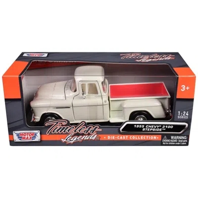 MOTORMAX 1-24 TIMELESS LEGENDS SERIES DIECAST MODEL CAR FOR 1955 CHEVROLET 3100 STEPSIDE PICKUP TRUCK - CREAM