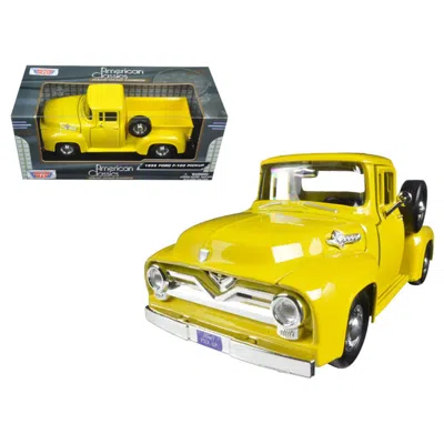 MOTORMAX 1 BY 24 SCALE DIECAST 1955 FORD F-100 PICKUP TRUCK YELLOW MODEL CAR