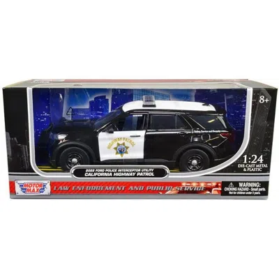 MOTORMAX 1 TO 24 SCALE 2022 FORD POLICE INTERCEPTOR UTILITY CALIFORNIA HIGHWAY PATROL BLACK & WHITE DIECAST M