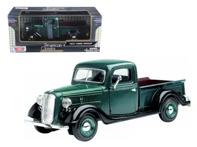 MOTORMAX 1937 FORD PICKUP TRUCK GREEN AND BLACK 1/24 DIECAST MODEL CAR BY MOTORMAX