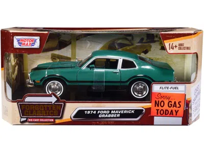 MOTORMAX 1974 FORD MAVERICK GRABBER GREEN WITH BLACK STRIPES "FORGOTTEN CLASSICS" SERIES 1/24 DIECAST MODEL C