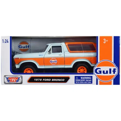 MOTORMAX 1978 FORD BRONCO GULF OIL GULF DIE-CAST COLLECTION 1-24 SCALE DIECAST MODEL CAR LIGHT BLUE & ORANGE
