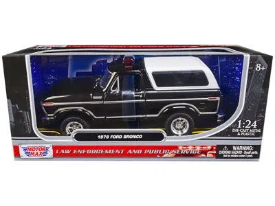 MOTORMAX 1978 FORD BRONCO POLICE CAR UNMARKED BLACK WITH WHITE TOP "LAW ENFORCEMENT AND PUBLIC SERVICE" SERIE