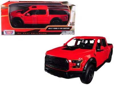MOTORMAX 2017 FORD F-150 RAPTOR PICKUP TRUCK RED WITH BLACK WHEELS 1/27 DIECAST MODEL CAR BY MOTORMAX