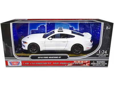MOTORMAX 2018 FORD MUSTANG GT POLICE CAR UNMARKED PLAIN WHITE "LAW ENFORCEMENT AND PUBLIC SERVICE" SERIES 1/2