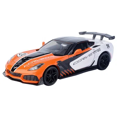 MOTORMAX 2019 CHEVROLET CORVETTE ZR1 NO.24 ORANGE & WHITE WITH BLACK GRAPHICS GT RACING SERIES 1-24 DIECAST M