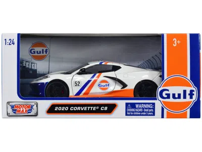 MOTORMAX 2020 CHEVROLET CORVETTE C8 #52 WHITE AND LIGHT BLUE WITH STRIPES "GULF OIL" "GULF DIE-CAST COLLECTIO