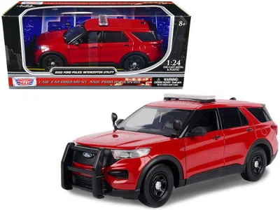 MOTORMAX 2022 FORD POLICE INTERCEPTOR UTILITY UNMARKED RED 1/24 DIECAST MODEL CAR BY MOTORMAX