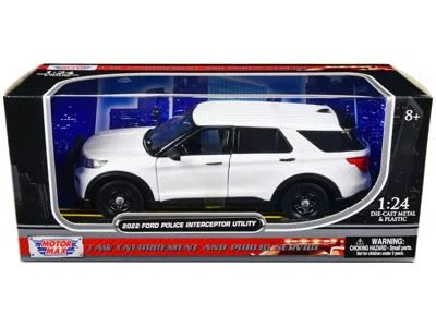 MOTORMAX 2022 FORD POLICE INTERCEPTOR UTILITY UNMARKED SLICK-TOP WHITE 1/24 DIECAST MODEL CAR BY MOTORMAX