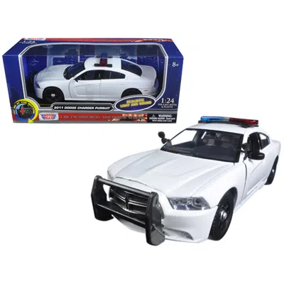 MOTORMAX TOY 1-24 2011 DODGE CHARGER PURSUIT POLICE DIECAST MODEL CAR WITH FRONT & REAR LIGHTS & 2 SOUNDS WHITE