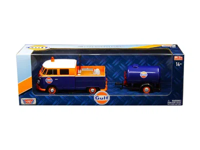 MOTORMAX VOLKSWAGEN SERVICE PICKUP TRUCK WITH PLASTIC OIL TANK "GULF OIL" 1/24 DIECAST MODEL CAR BY MOTORMAX