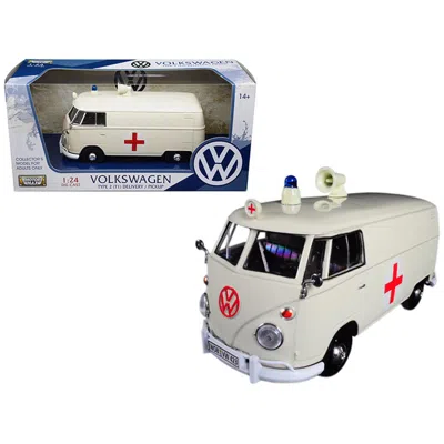 MOTORMAX VOLKSWAGEN TYPE 2 T1 AMBULANCE CREAM 1-24 DIECAST MODEL CAR