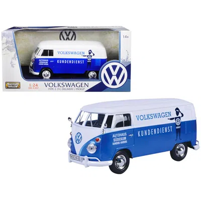 MOTORMAX VOLKSWAGEN TYPE 2 T1 DELIVERY VAN AUTOHAUS SUDEKUM KUNDENDIENST CANDY BLUE & WHITE 1-24 DIECAST MODE