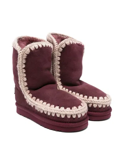 MOU ESKIMO CROCHET-TRIMMED SUEDE BOOTS