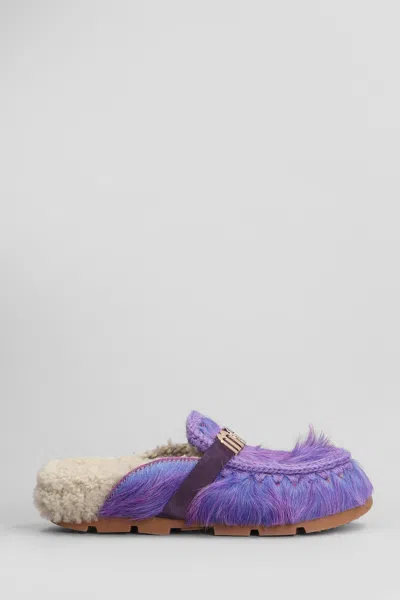 MOU LONG HAIR PONY SLIPPER-MULE IN VIOLA PONY SKIN