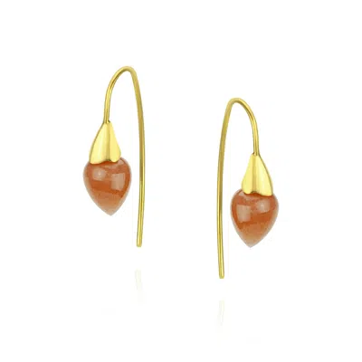 MOUNIR LONDON WOMEN'S GOLD / ORANGE ORANGE MOONSTONE ACORN EARRINGS