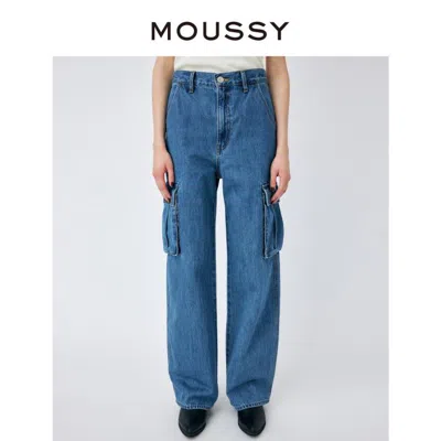 MOUSSY MOUSSY 秋季新款大口袋工装风高腰休闲牛仔裤010GAA11-5310