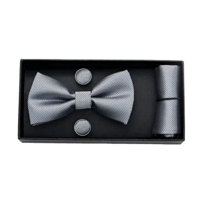 MOUSTACHE MOUSTACHE CROSSHATCH BOW TIE SET