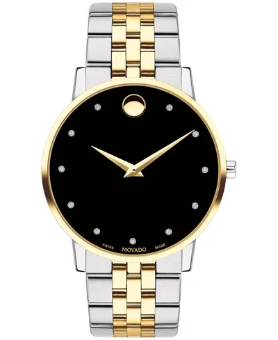 MOVADO MEN'S SWISS MUSEUM CLASSIC DIAMOND-ACCENT TWO-TONE PVD STAINLESS STEEL BRACELET WATCH 40MM