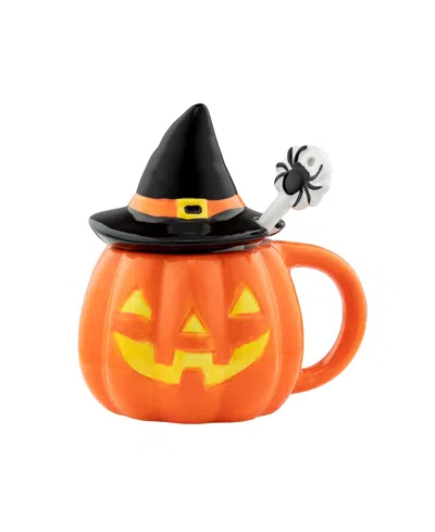 MR. HALLOWEEN LIDDED MUG WITH SPOON, PUMPKINS