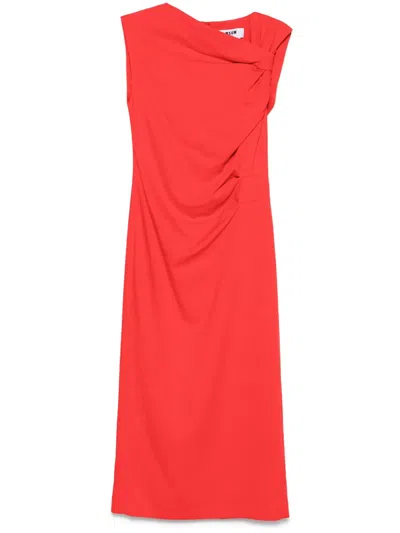 MSGM ASYMMETRIC MIDI DRESS