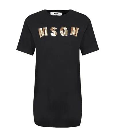 MSGM BLACK LOGO DRESS