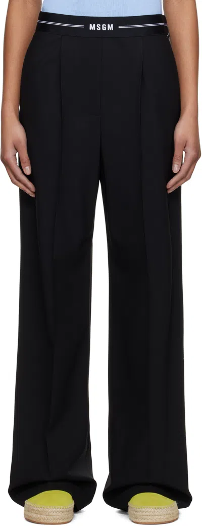 MSGM BLACK PLEATED TROUSERS