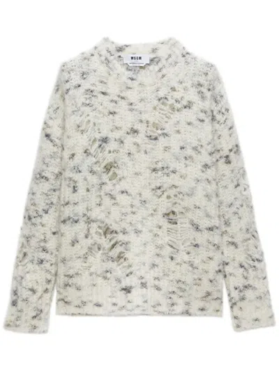 MSGM DISTRESSED MARBLE-KNIT JUMPER