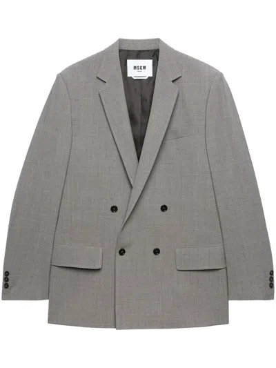 MSGM DOUBLE-BREASTED MÉLANGE-EFFECT BLAZER