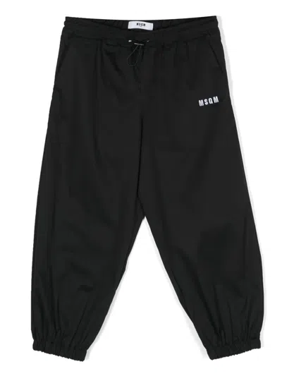 MSGM EMBROIDERED-LOGO TRACK TROUSERS