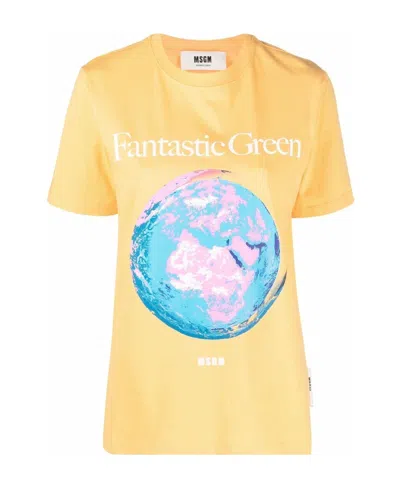 MSGM FANTASTIC GREEN-PRINT T-SHIRT