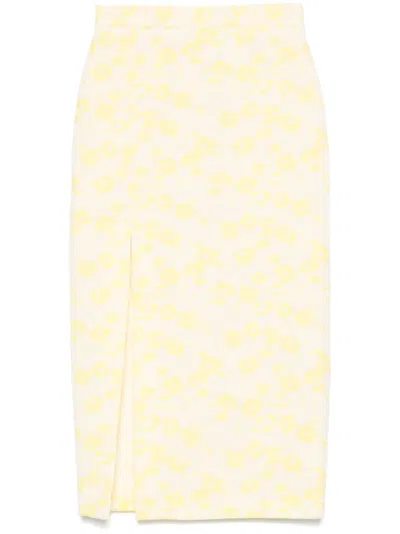 MSGM FLORAL-JACQUARD MIDI SKIRT