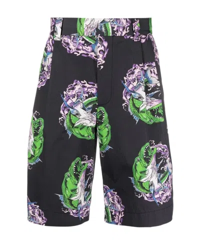 MSGM MSGM GRAPHIC PRINTED KNEE-LENGTH SHORTS