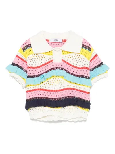 MSGM KNITTED POLO TOP
