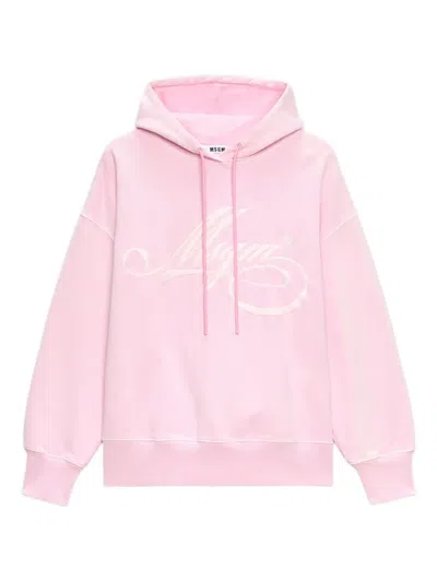 MSGM LOGO-EMBROIDERED HOODIE