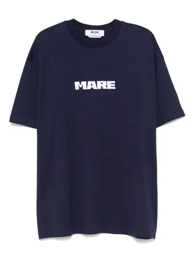 MSGM LOGO-EMBROIDERED T-SHIRT